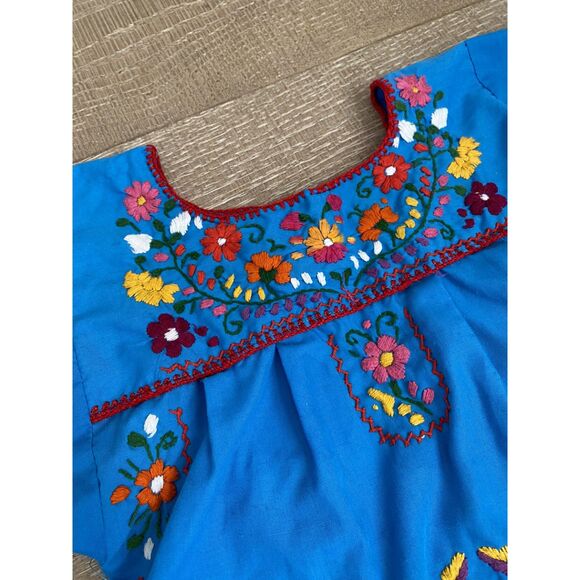 Beautiful Blue Embroidered Authentic Mexican Dress - Picture 2 of 3